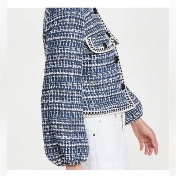 Veronica Beard • Brim Blue Tweed Cropped Jacket - Picture 16 of 16